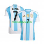 Camisolas de futebol Argentina De Paul 7 Copa America Equipamento Principal 2024 Manga Curta